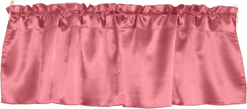 Zen Creative Designs Solid Shiny Satin Window Valance Home Décor Bedroom Nursery Kitchen Window (58" Wide x 32" Long, Coral) - Image 1
